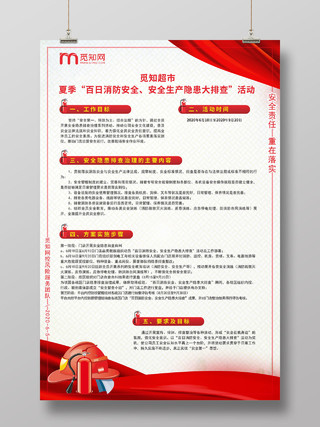 红色中国风夏季百日消防安全生产隐患大排查活动消防安全生产海报